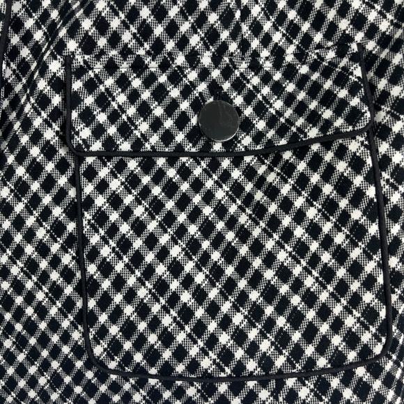 SPANX Ponte Lady Jacket Black White Gingham Check Blazer Button Front Size L - Picture 3 of 7